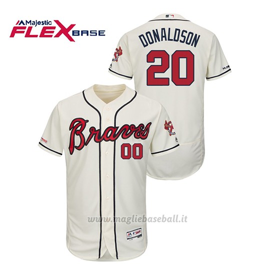 Maglia Baseball Uomo Atlanta Braves Josh Donaldson 150th Aniversario Patch Autentico Flex Base Crema